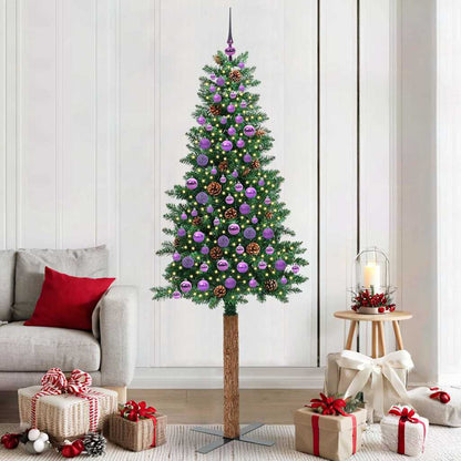 Schlanker Weihnachtsbaum mit 300 LEDs mit Ständer Grün 210 cm