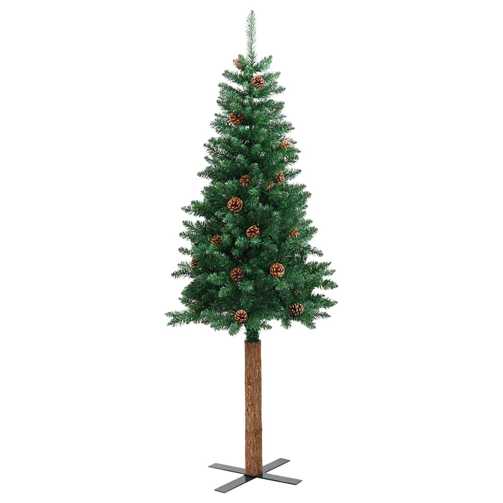 Schlanker Weihnachtsbaum mit 300 LEDs mit Ständer Grün 210 cm