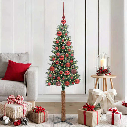 Schlanker Weihnachtsbaum mit 150 LEDs mit Ständer Grün 150 cm