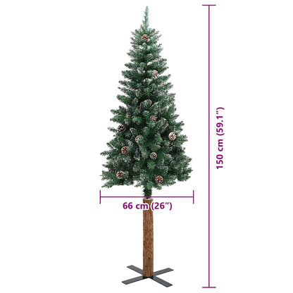 Schlanker Weihnachtsbaum mit 150 LEDs mit Ständer Grün 150 cm