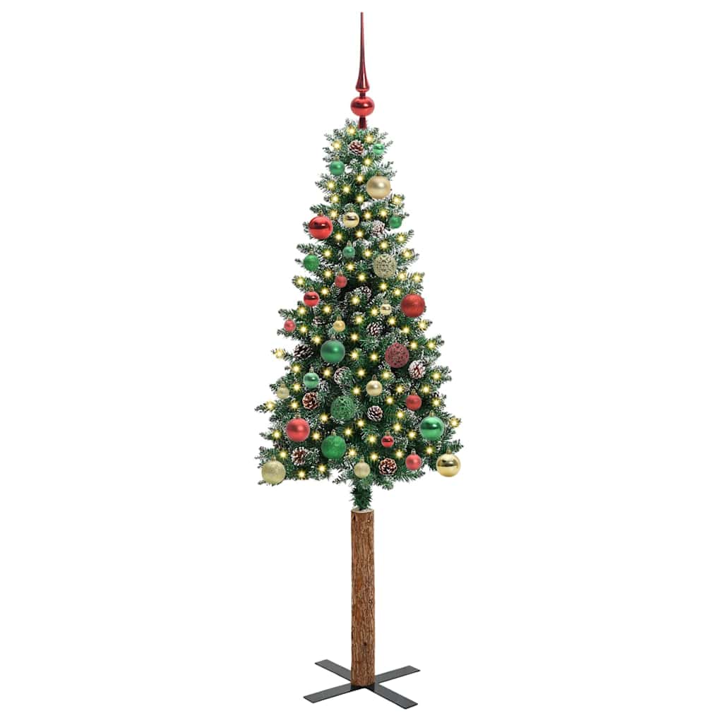 Schlanker Weihnachtsbaum mit 150 LEDs mit Ständer Grün 150 cm