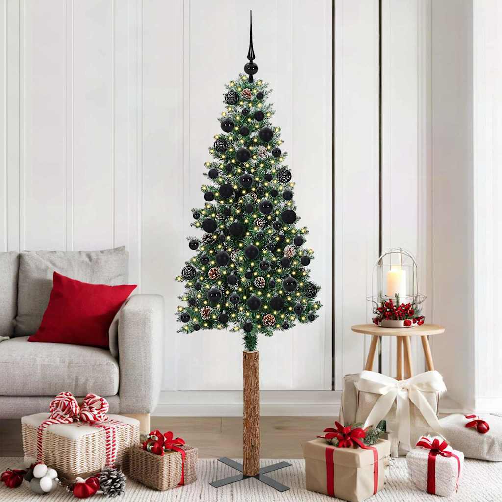 Schlanker Weihnachtsbaum mit 300 LEDs mit Ständer Grün 180 cm
