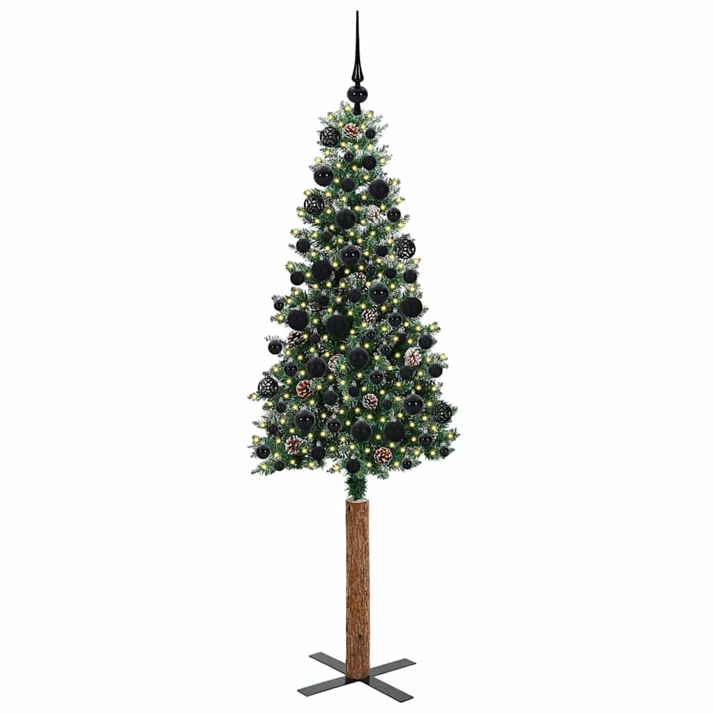 Schlanker Weihnachtsbaum mit 300 LEDs mit Ständer Grün 180 cm