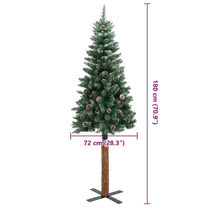 Schlanker Weihnachtsbaum mit 300 LEDs mit Ständer Grün 180 cm