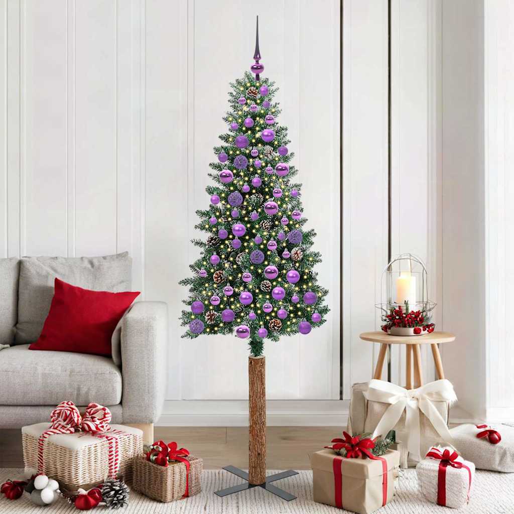 Schlanker Weihnachtsbaum mit 300 LEDs mit Ständer Grün 180 cm