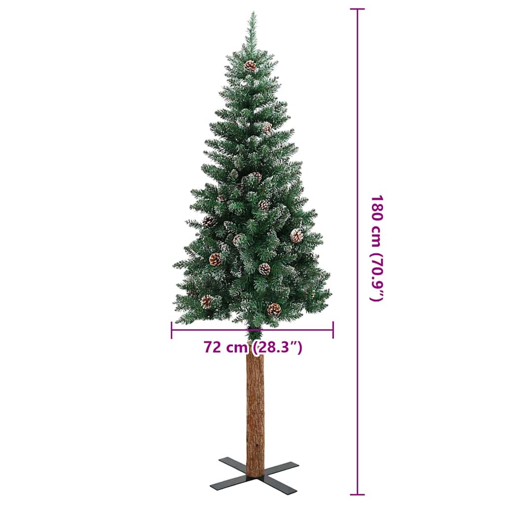Schlanker Weihnachtsbaum mit 300 LEDs mit Ständer Grün 180 cm