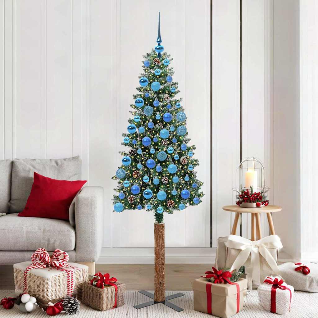 Schlanker Weihnachtsbaum mit 300 LEDs mit Ständer Grün 180 cm