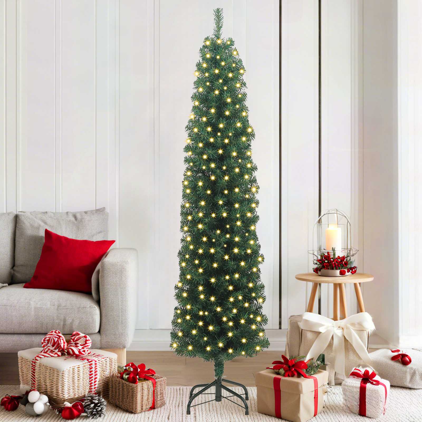 Künstlicher Weihnachtsbaum mit 300 LEDs mit Ständer Grün 180 cm