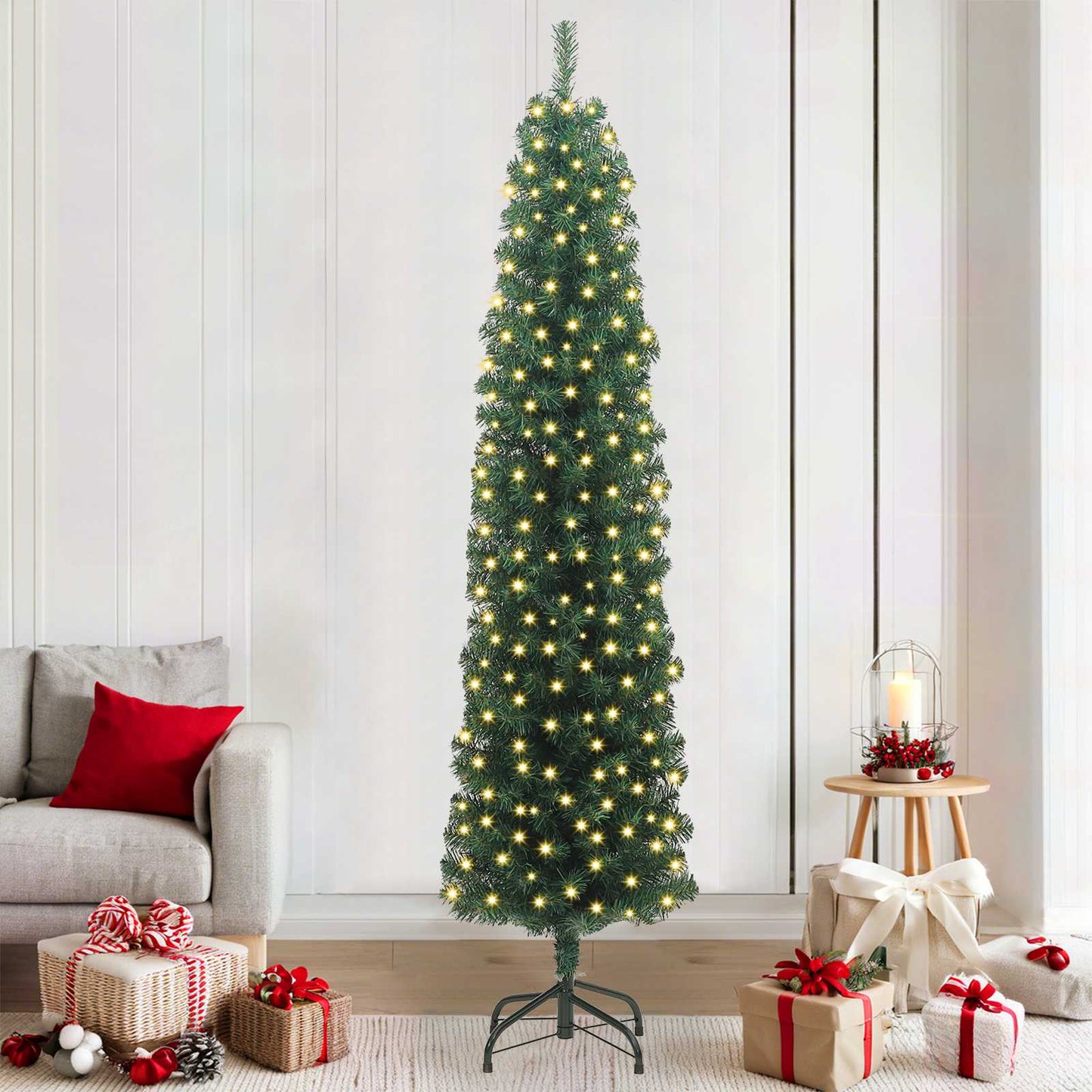 Künstlicher Weihnachtsbaum mit 300 LEDs mit Ständer Grün 210 cm