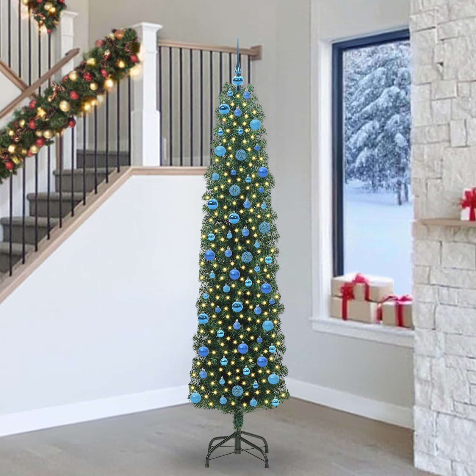 Künstlicher Weihnachtsbaum mit 300 LEDs mit Ständer Grün 240 cm
