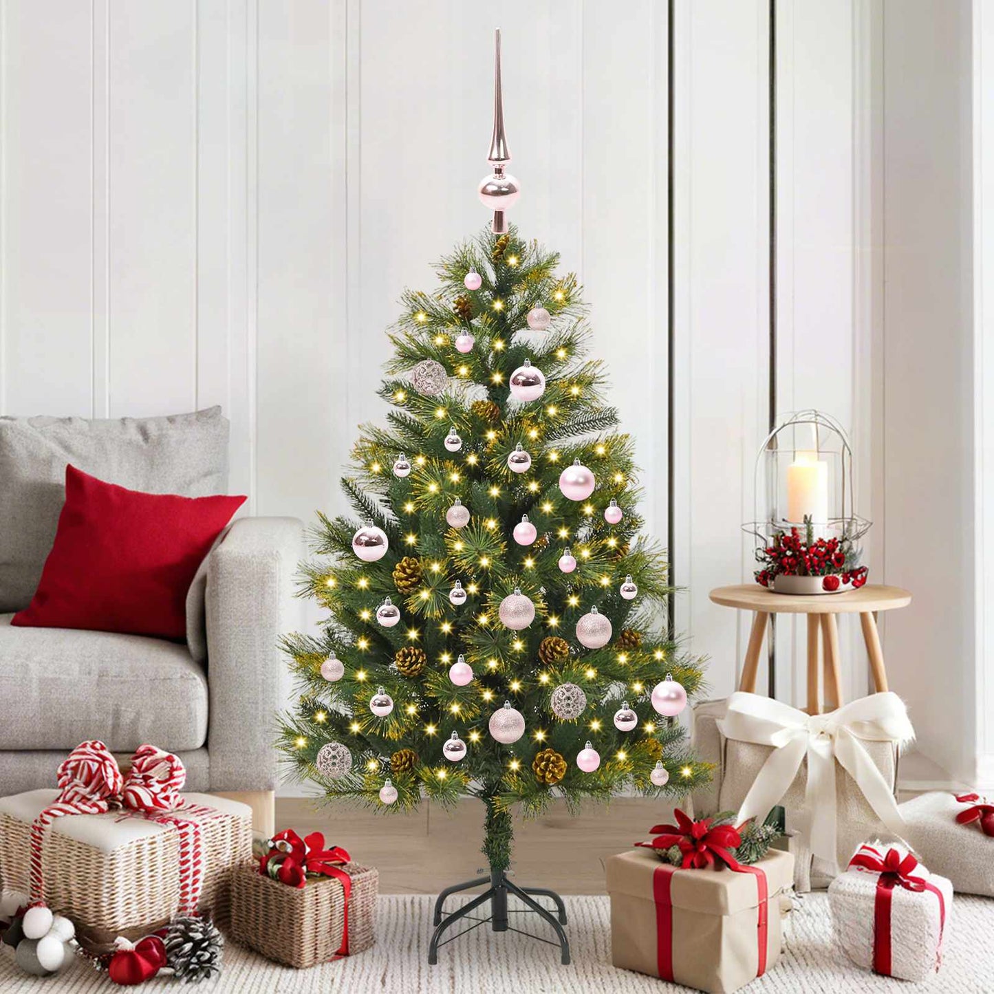 Künstlicher klappbarer Weihnachtsbaum mit Tannenzapfen 150 cm