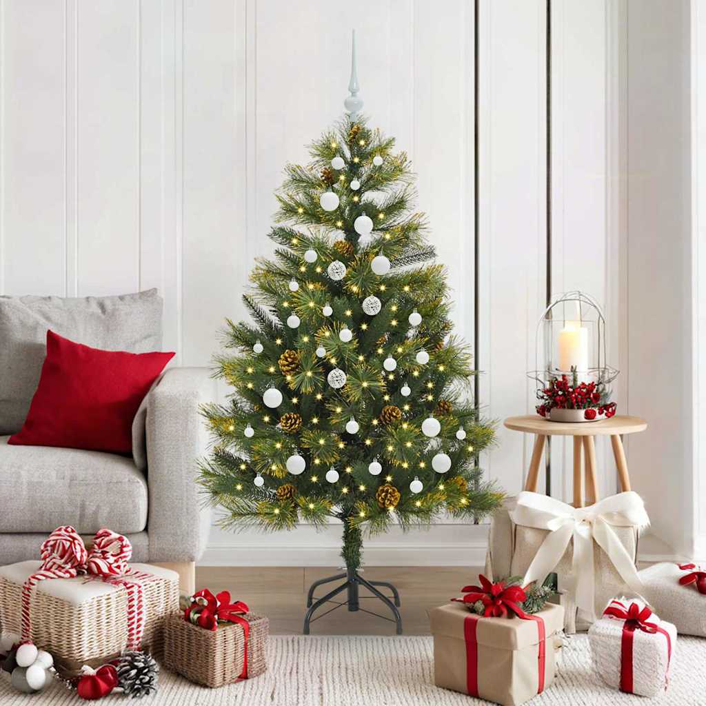 Künstlicher klappbarer Weihnachtsbaum mit Tannenzapfen 150 cm