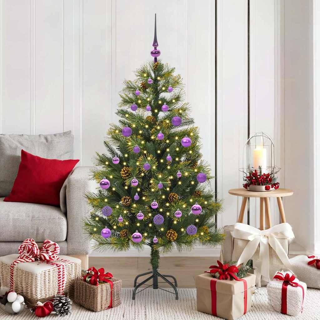Künstlicher klappbarer Weihnachtsbaum mit Tannenzapfen 150 cm