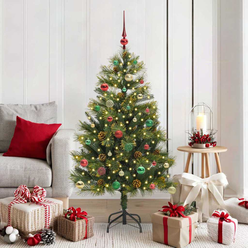 Künstlicher klappbarer Weihnachtsbaum mit Tannenzapfen 150 cm