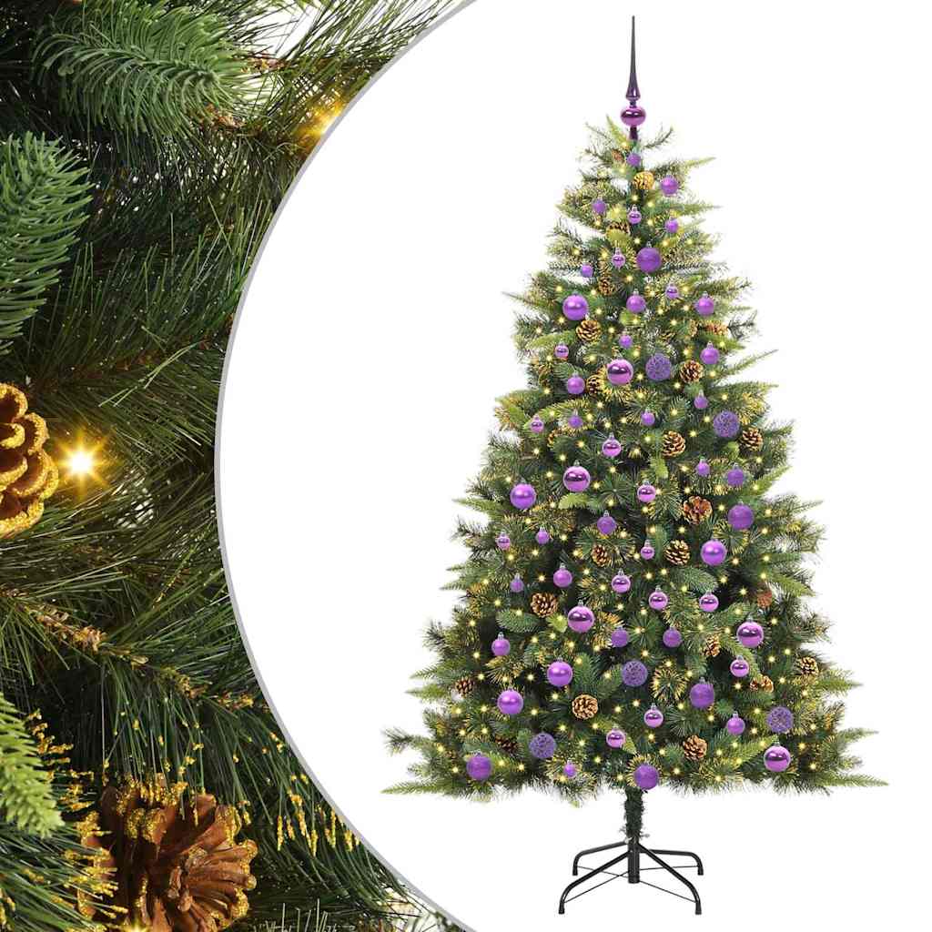 Künstlicher klappbarer Weihnachtsbaum mit Tannenzapfen 300 LEDs