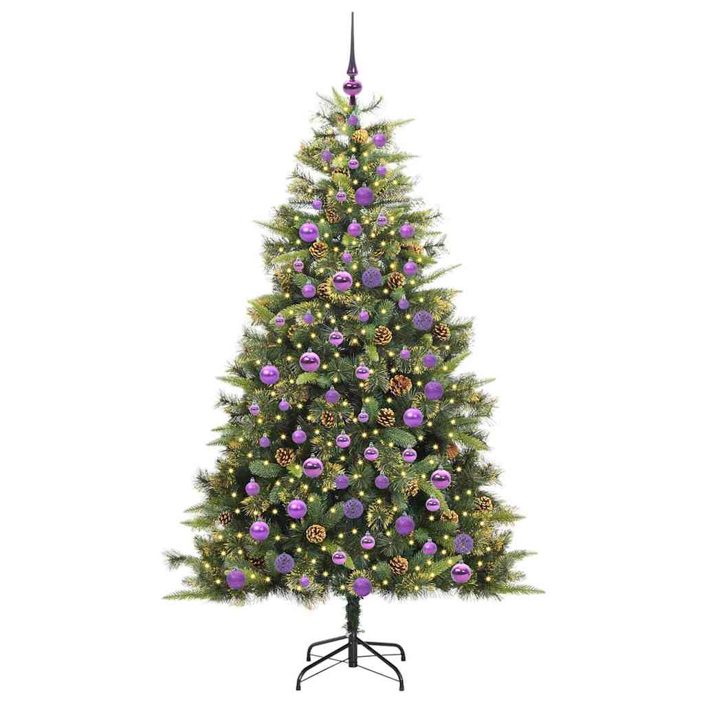 Künstlicher klappbarer Weihnachtsbaum mit Tannenzapfen 300 LEDs