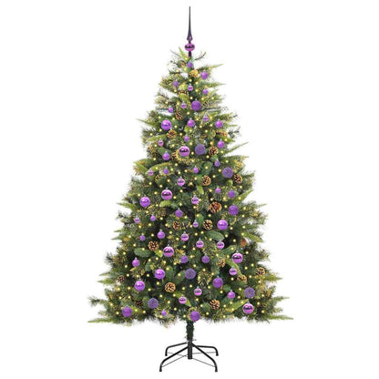Künstlicher klappbarer Weihnachtsbaum mit Tannenzapfen 300 LEDs