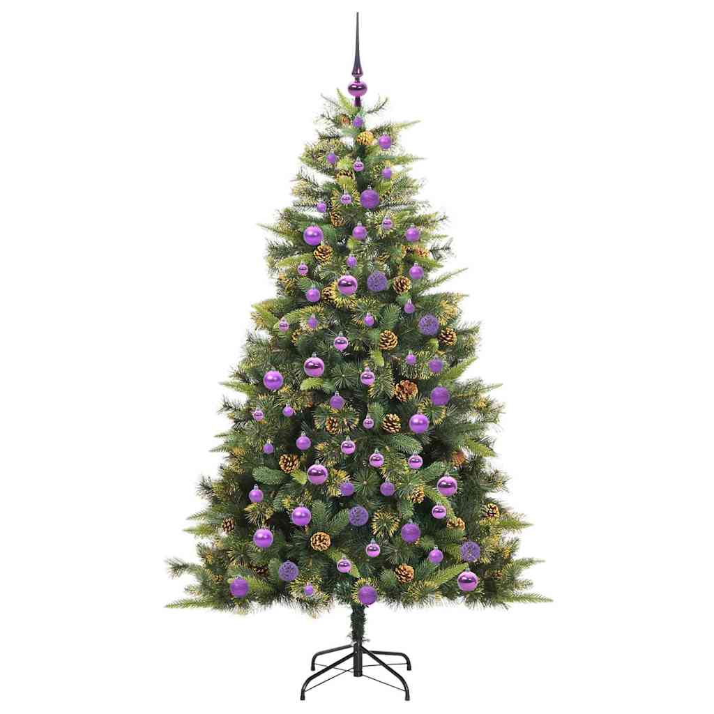 Künstlicher klappbarer Weihnachtsbaum mit Tannenzapfen 300 LEDs
