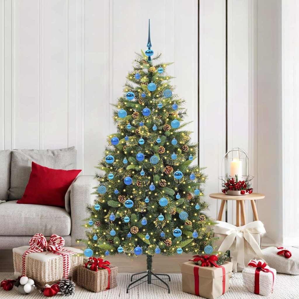 Künstlicher klappbarer Weihnachtsbaum mit Tannenzapfen 180 cm