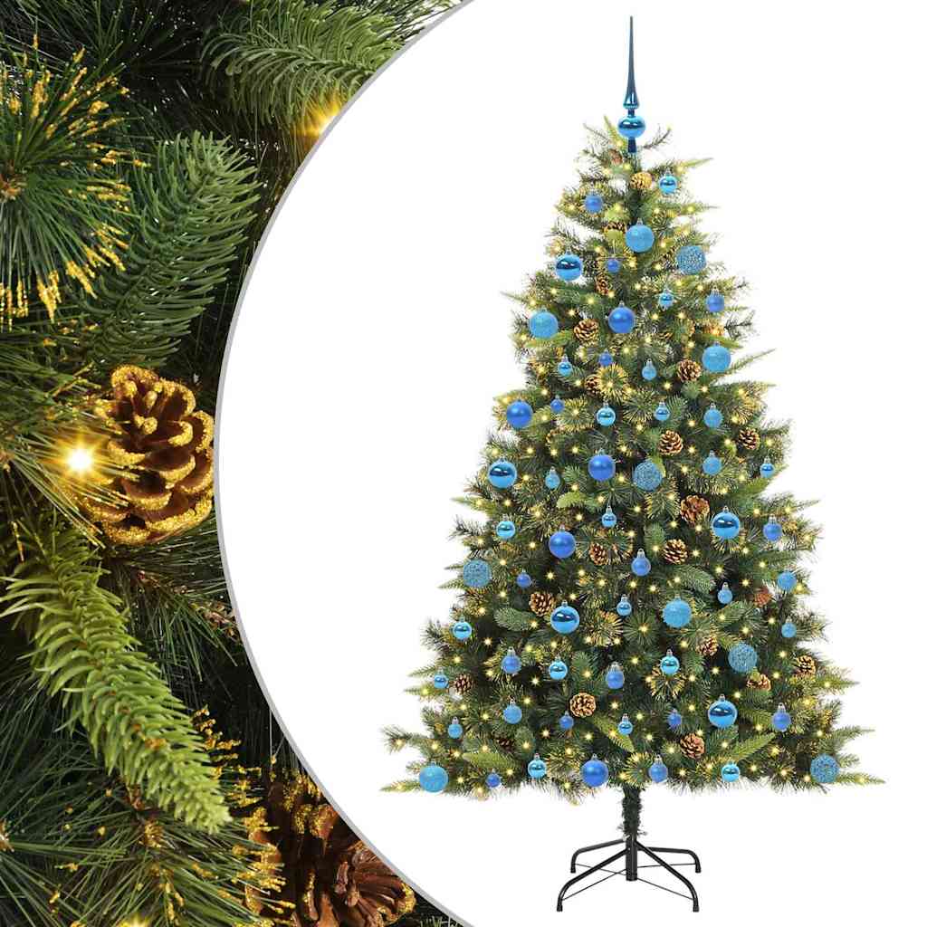 Künstlicher klappbarer Weihnachtsbaum mit Tannenzapfen 180 cm