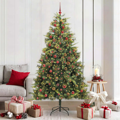 Künstlicher klappbarer Weihnachtsbaum mit Tannenzapfen 210 cm