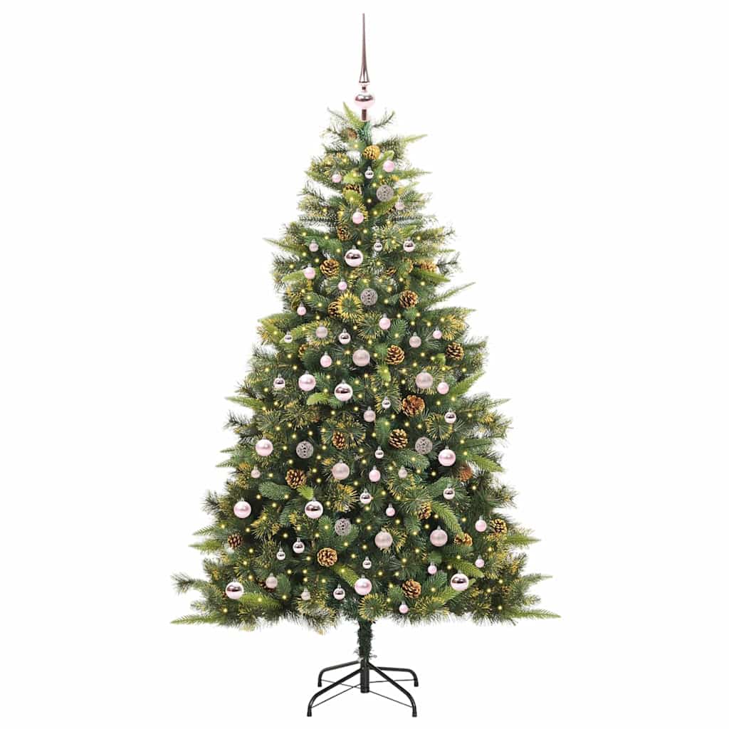 Künstlicher klappbarer Weihnachtsbaum mit Tannenzapfen 210 cm