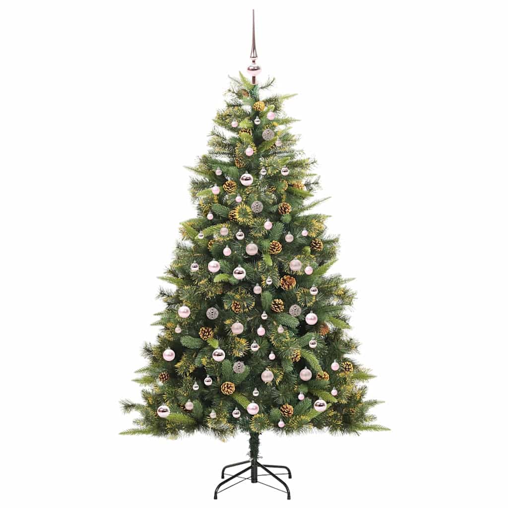 Künstlicher klappbarer Weihnachtsbaum mit Tannenzapfen 210 cm