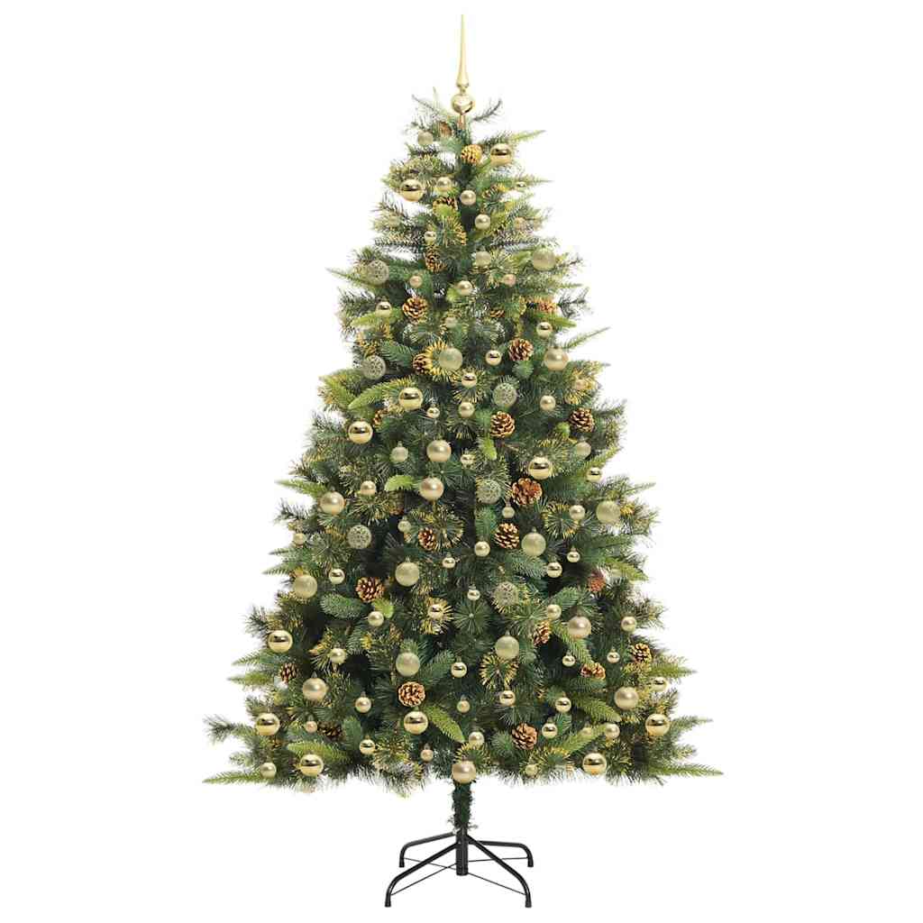 Künstlicher klappbarer Weihnachtsbaum mit Tannenzapfen 210 cm