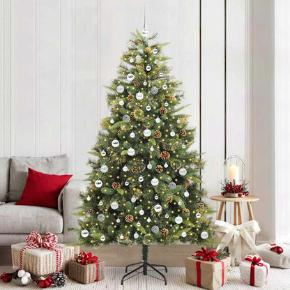 Künstlicher klappbarer Weihnachtsbaum mit Tannenzapfen 210 cm