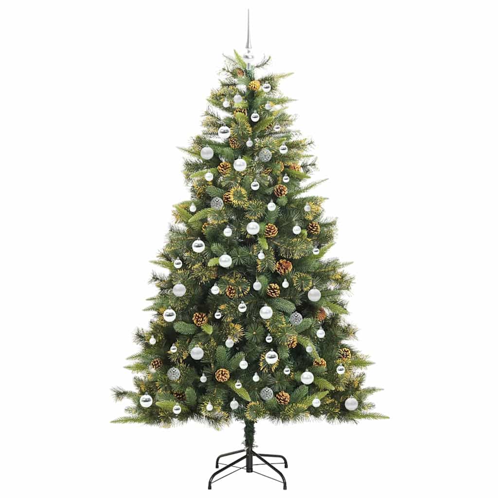 Künstlicher klappbarer Weihnachtsbaum mit Tannenzapfen 210 cm