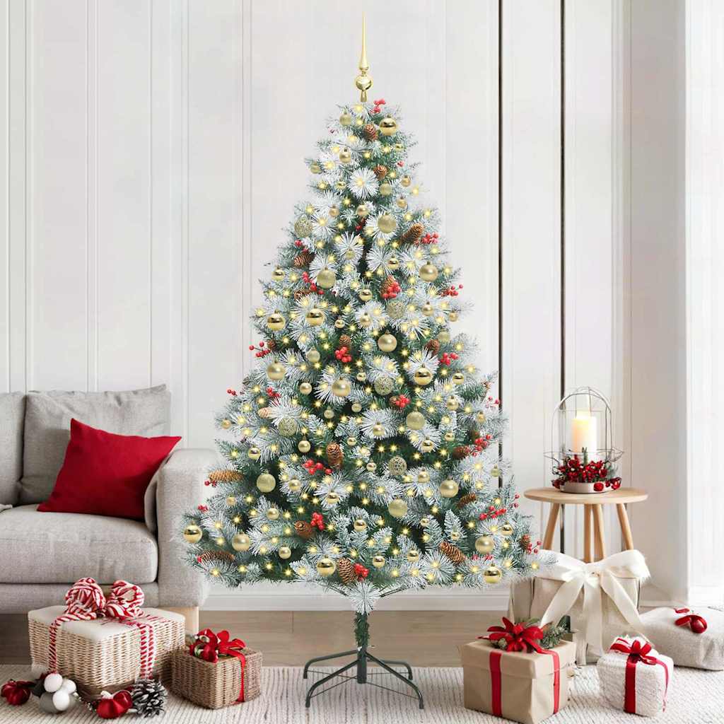 Künstlicher Weihnachtsbaum Grün und Weiß 210 cm