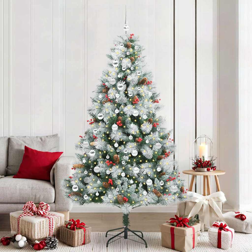 Künstlicher Weihnachtsbaum Grün und Weiß 210 cm