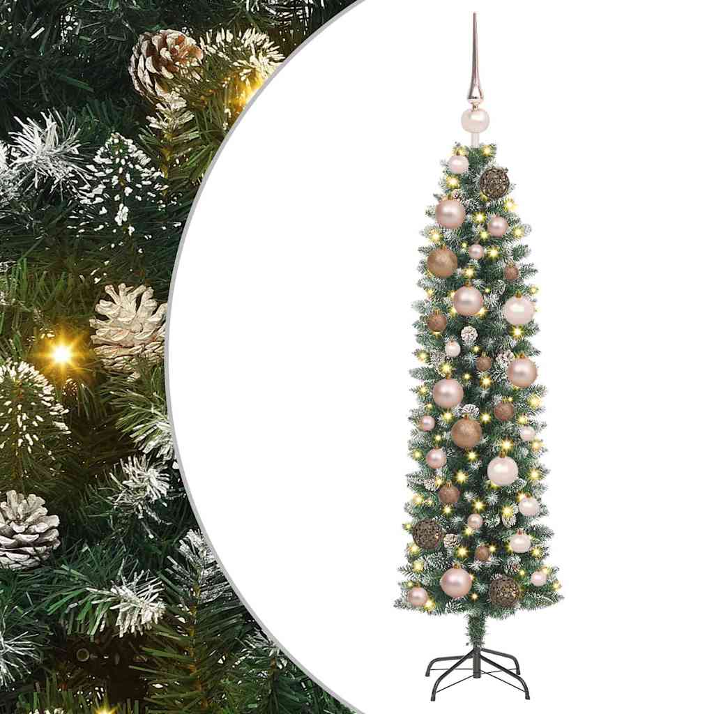 Künstlicher schlanker Weihnachtsbaum Grün und Weiß 120 cm