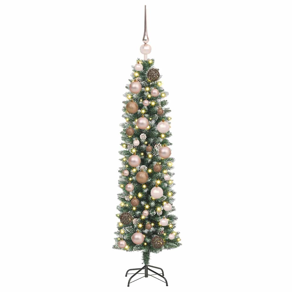 Künstlicher schlanker Weihnachtsbaum Grün und Weiß 120 cm