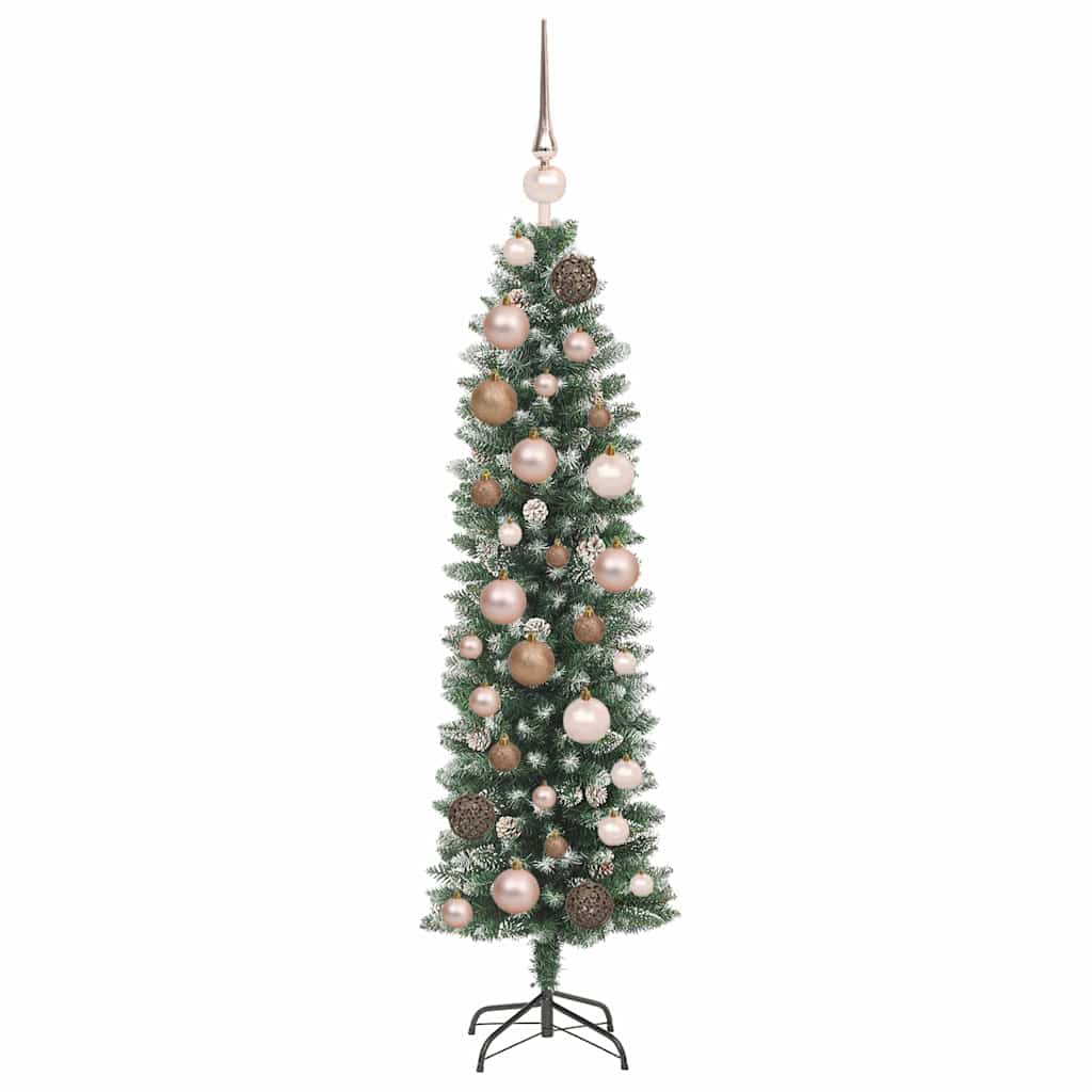 Künstlicher schlanker Weihnachtsbaum Grün und Weiß 120 cm