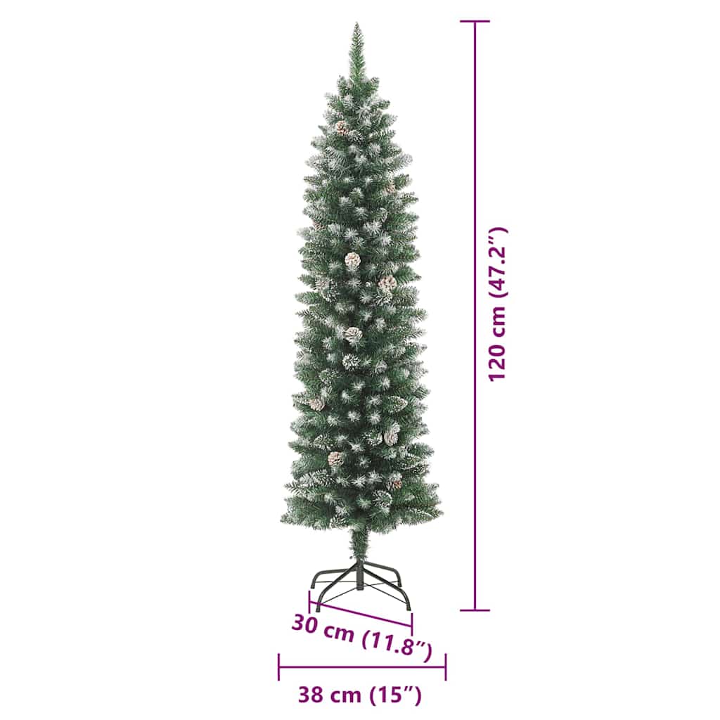 Künstlicher schlanker Weihnachtsbaum Grün und Weiß 120 cm