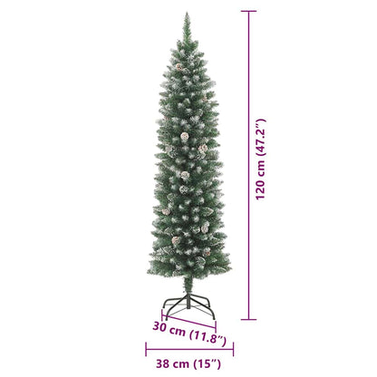 Künstlicher schlanker Weihnachtsbaum Grün und Weiß 120 cm