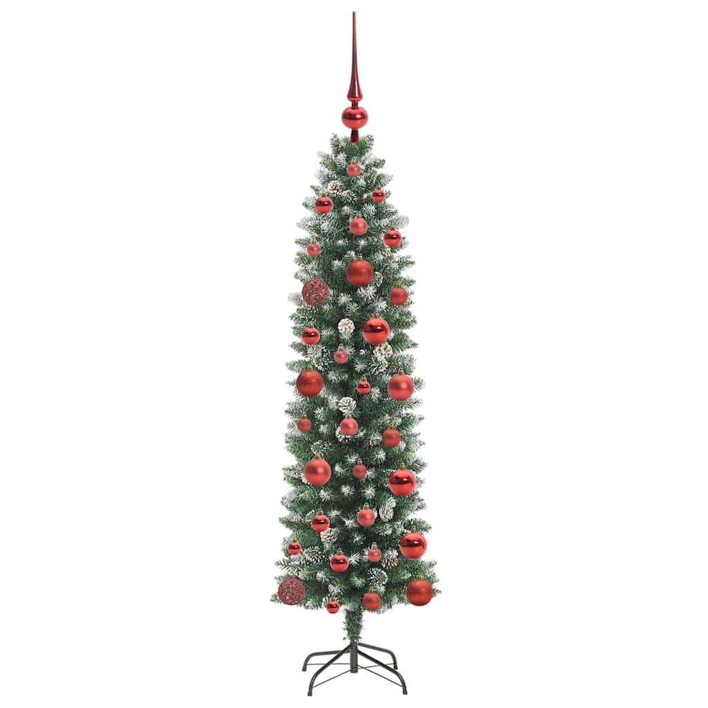 Künstlicher schlanker Weihnachtsbaum Grün und Weiß 120 cm