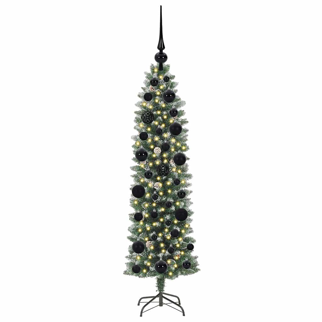 Künstlicher schlanker Weihnachtsbaum Grün und Weiß 120 cm