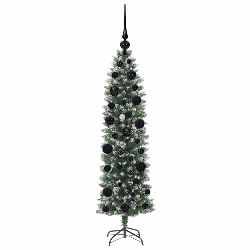 Künstlicher schlanker Weihnachtsbaum Grün und Weiß 120 cm