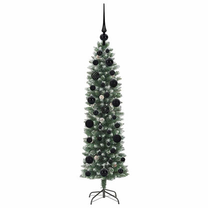 Künstlicher schlanker Weihnachtsbaum Grün und Weiß 120 cm