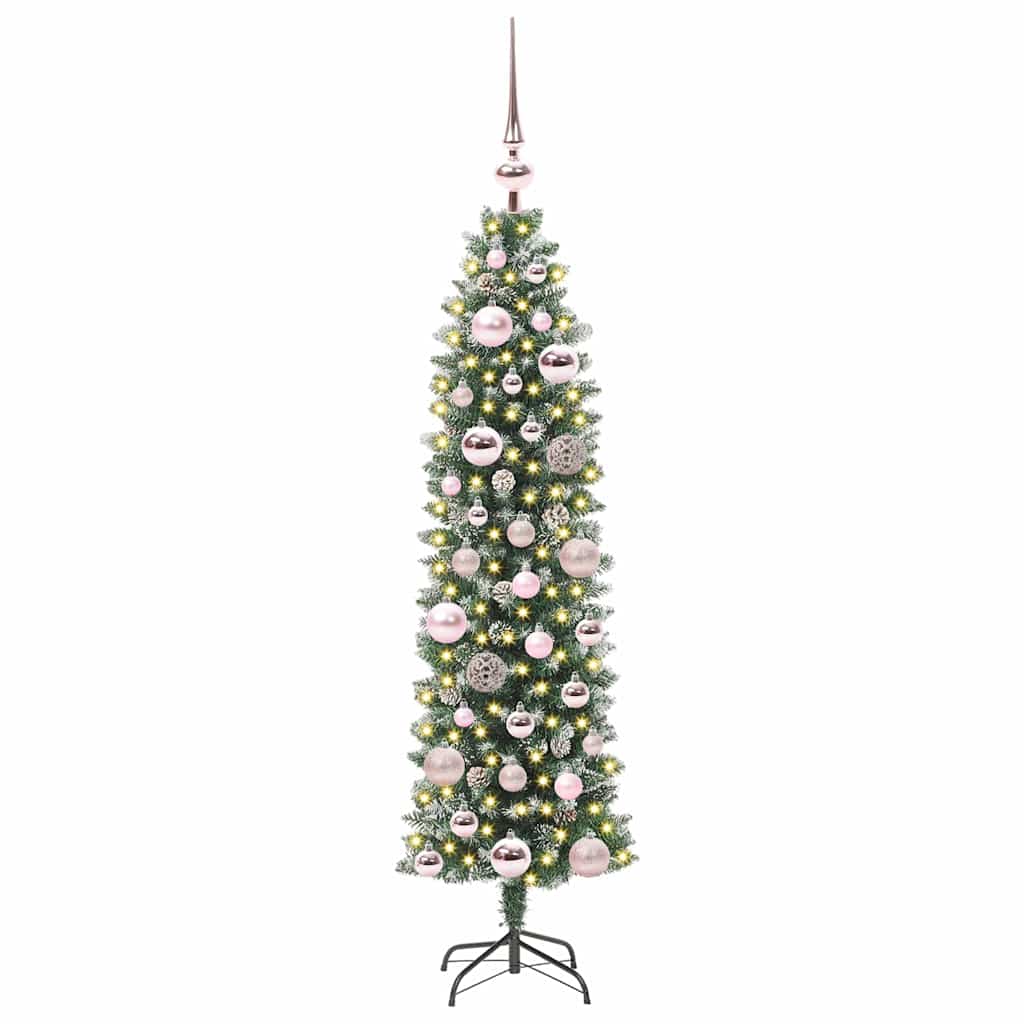 Künstlicher schlanker Weihnachtsbaum Grün und Weiß 120 cm