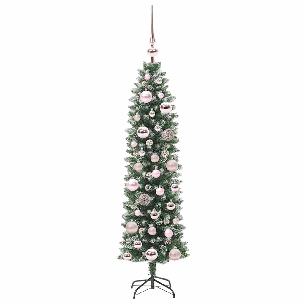 Künstlicher schlanker Weihnachtsbaum Grün und Weiß 120 cm