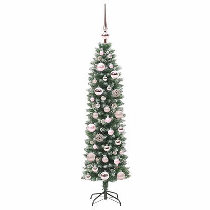 Künstlicher schlanker Weihnachtsbaum Grün und Weiß 120 cm
