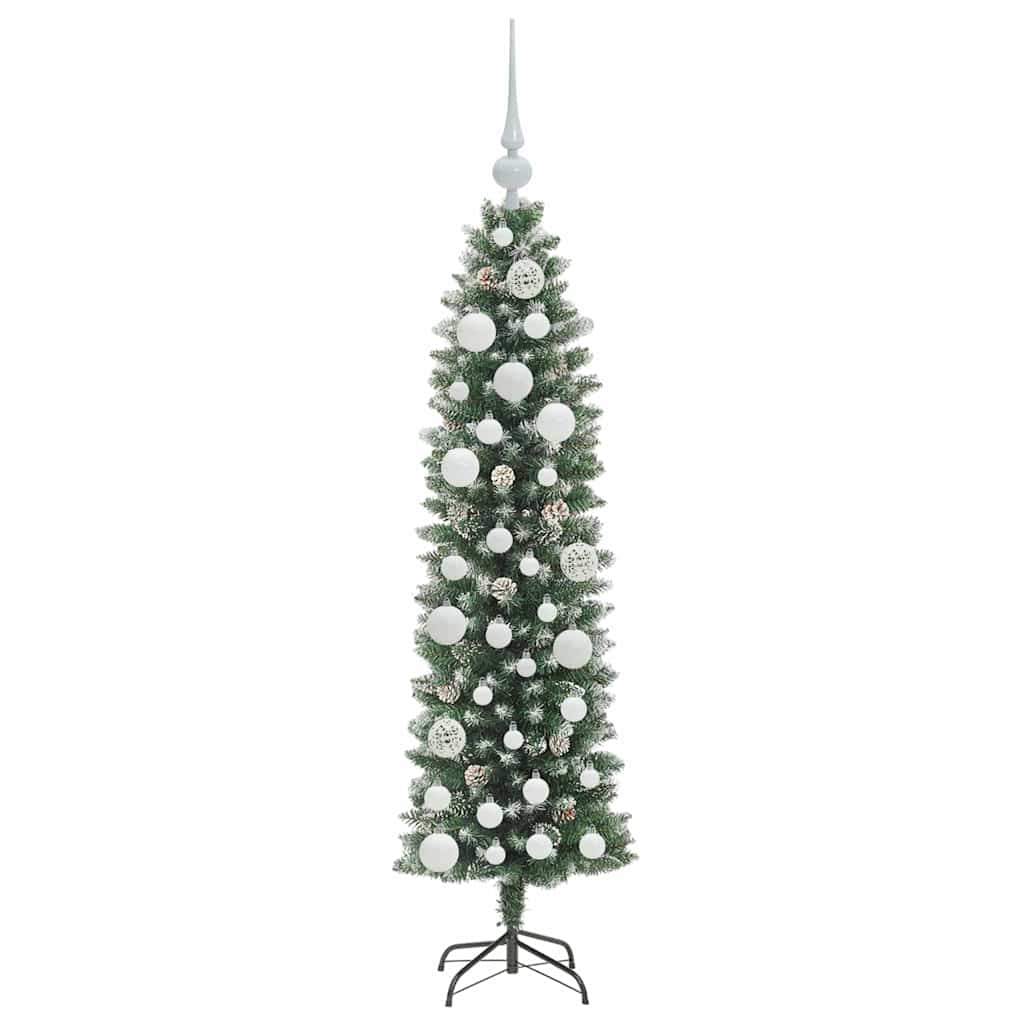 Künstlicher schlanker Weihnachtsbaum Grün und Weiß 120 cm