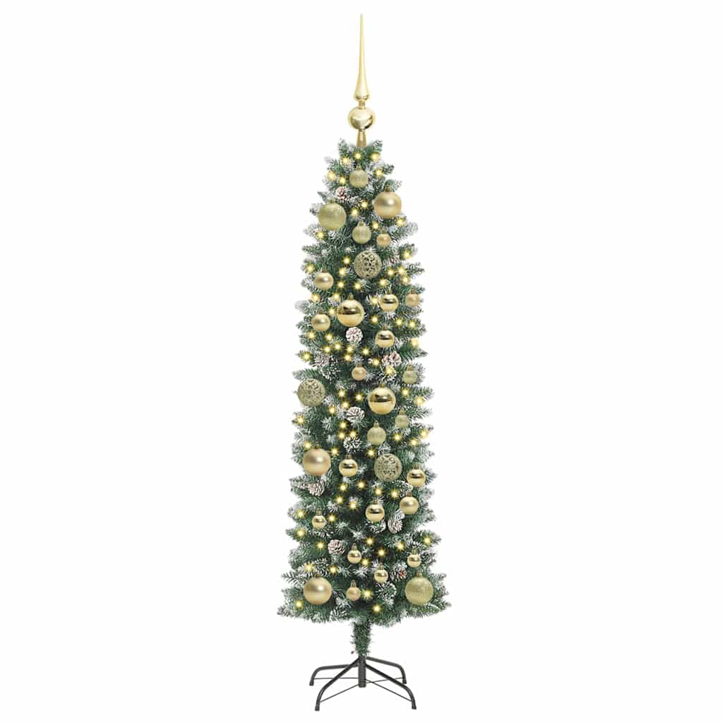 Künstlicher schlanker Weihnachtsbaum Grün und Weiß 120 cm
