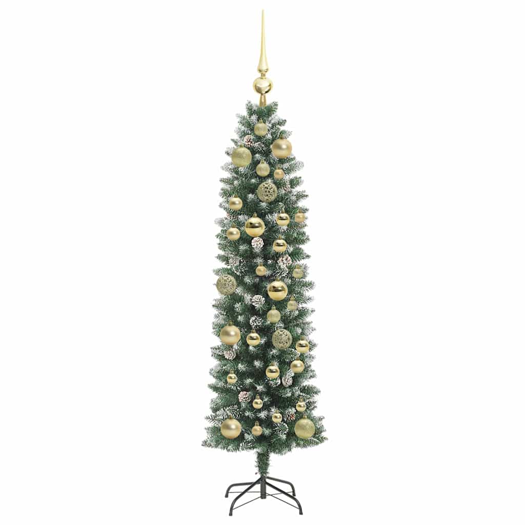 Künstlicher schlanker Weihnachtsbaum Grün und Weiß 120 cm