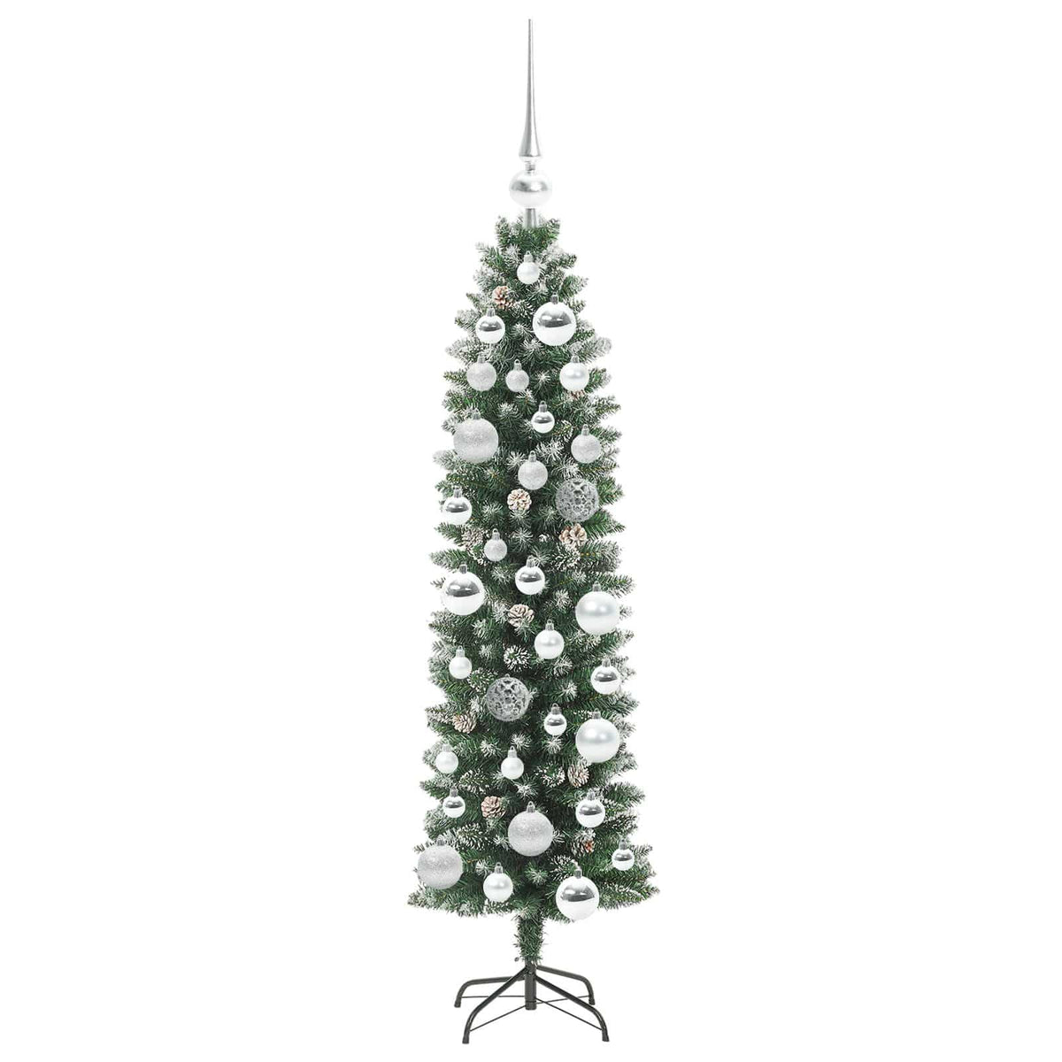 Künstlicher schlanker Weihnachtsbaum Grün und Weiß 120 cm