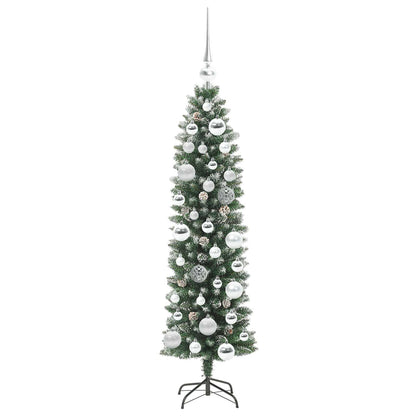 Künstlicher schlanker Weihnachtsbaum Grün und Weiß 120 cm