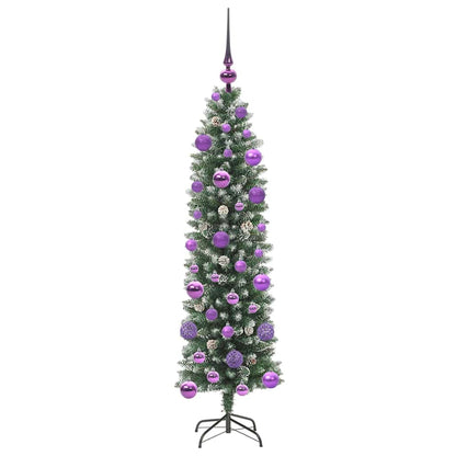 Künstlicher schlanker Weihnachtsbaum Grün und Weiß 120 cm